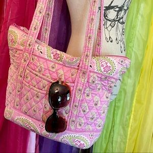 Vera Bradley Pink Paisley 9 Pocket Quilt Tote